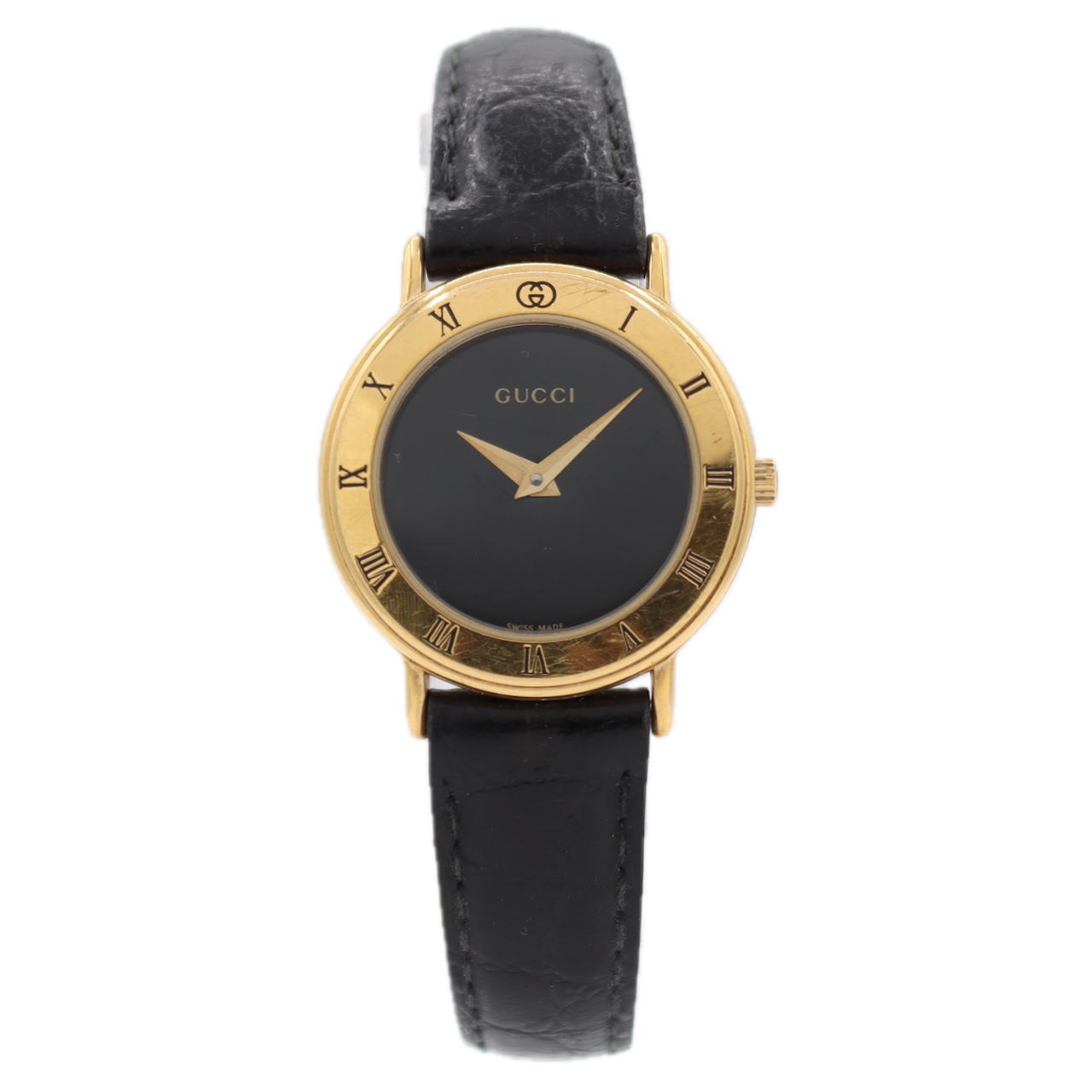 25.5mm Gucci 3000.2.L Roman Numeral Ladies Quartz Wristwatch Swiss Gold Plated