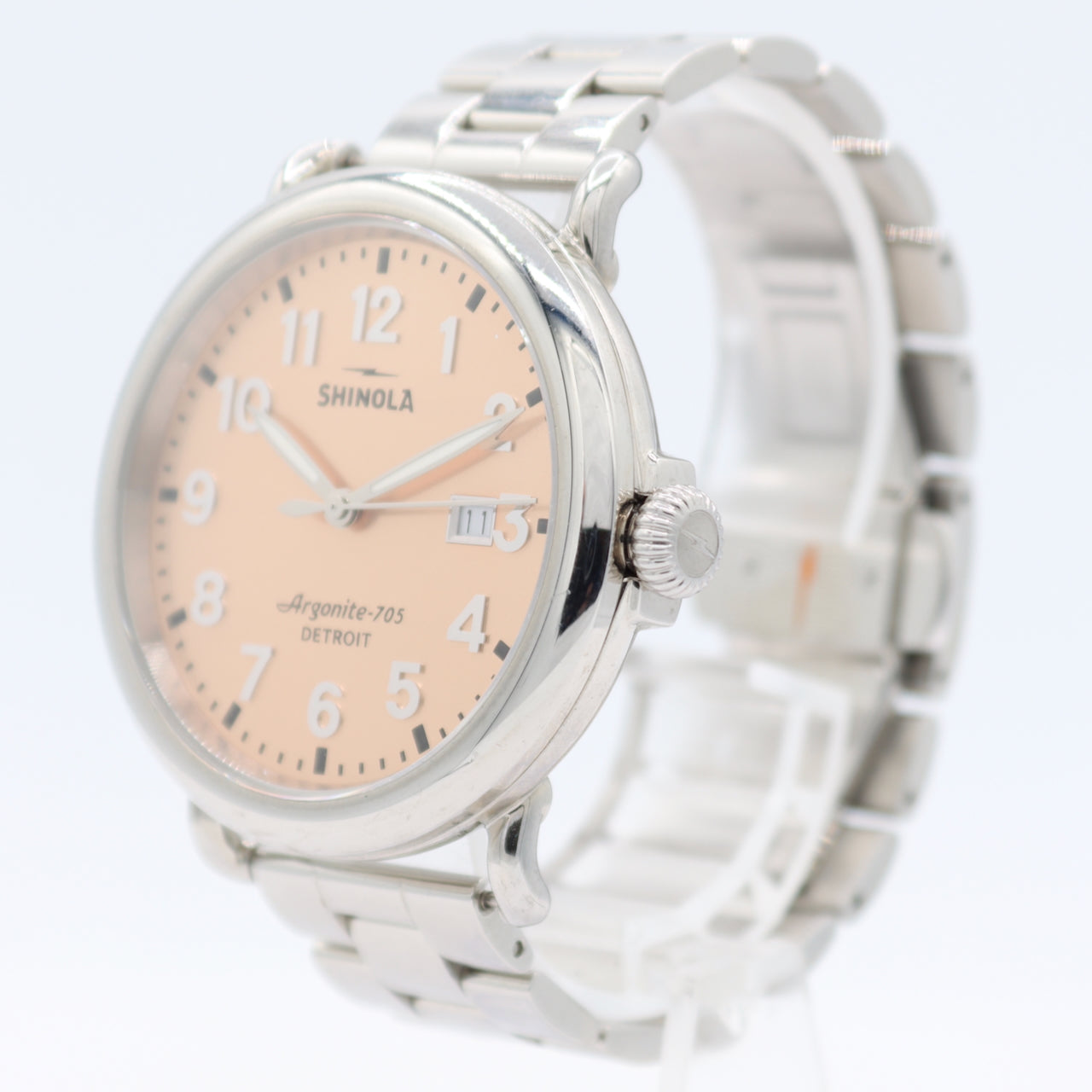 41mm Shinola Runwell Salmon Dial Men's Quartz Wristwatch Argonite-705