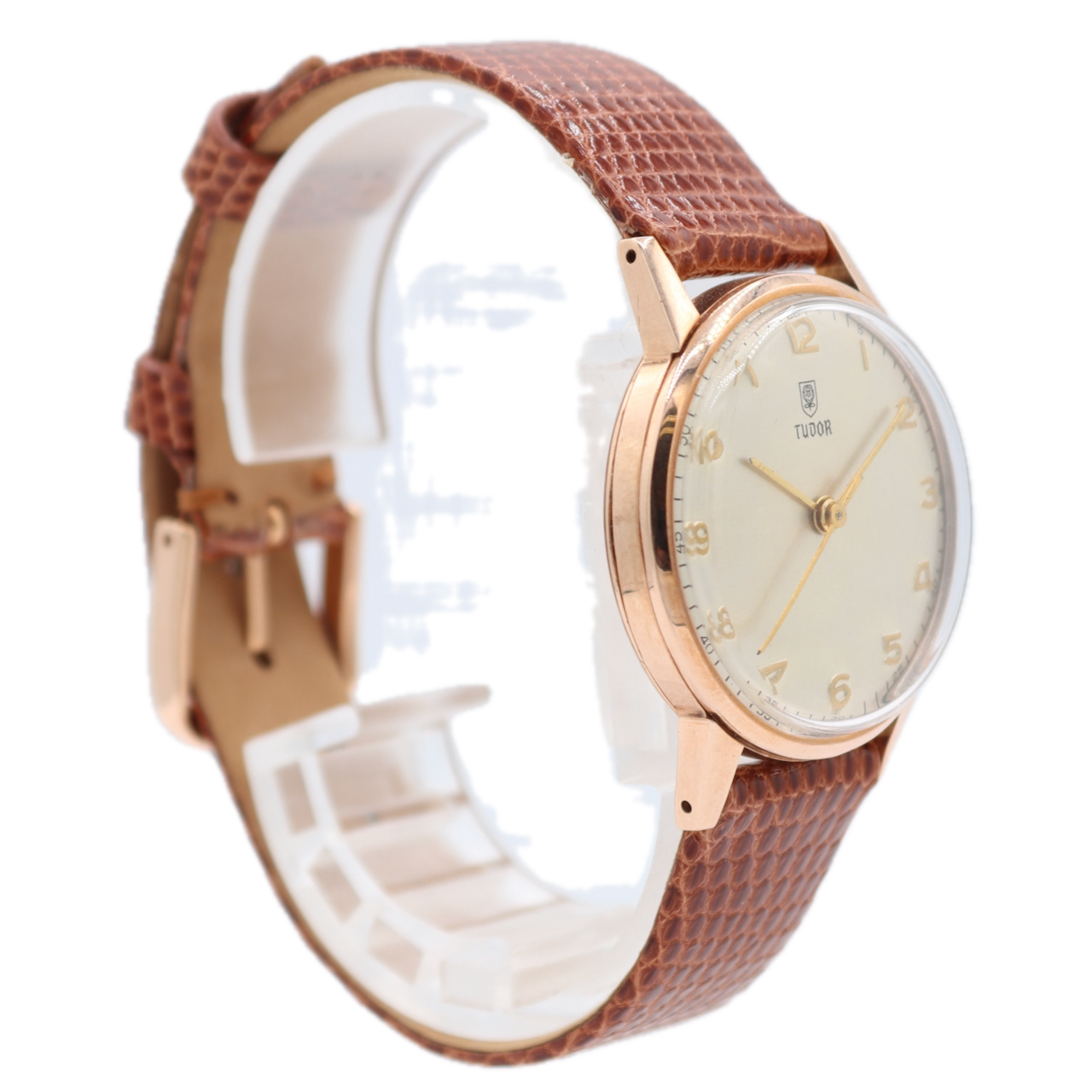 Vintage 30mm Tudor Dress 17J Men's Mechanical Wristwatch Swiss 9k Rose Gold