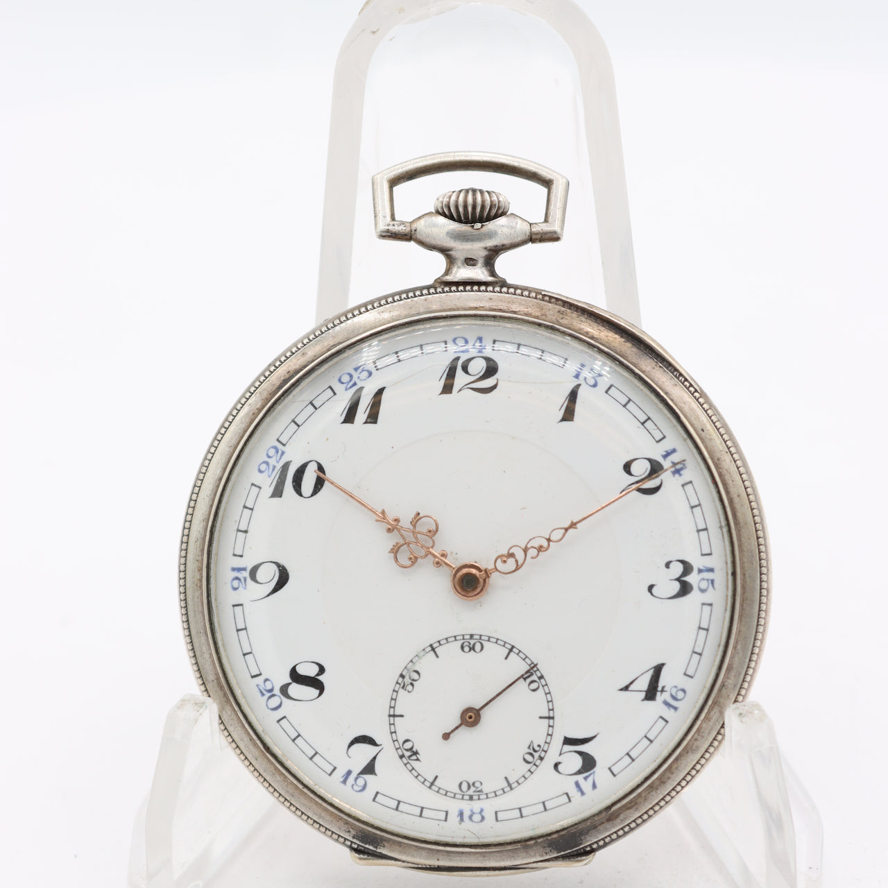 Vintage L.W.C. Cylinder Escapement Pocket Watch .800 Silver Pinstripe