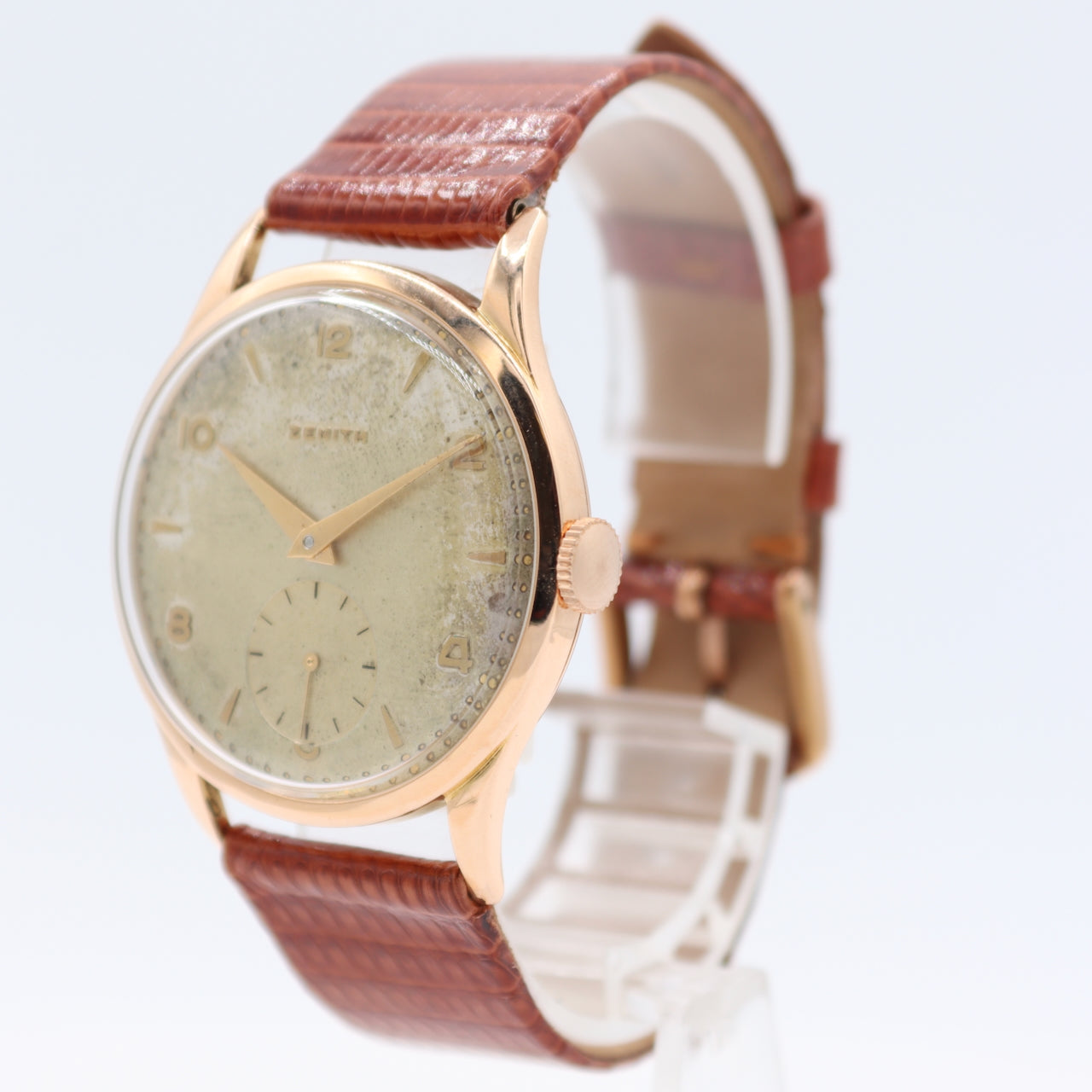 Vintage 35mm Zenith 670.900 Men's Mechanical Wristwatch 126 18k Rose Gold