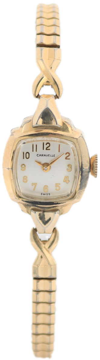 Vintage 1973 Caravelle 3057 Cocktail Ladies Mechanical Wristwatch 6UA Gold Tone
