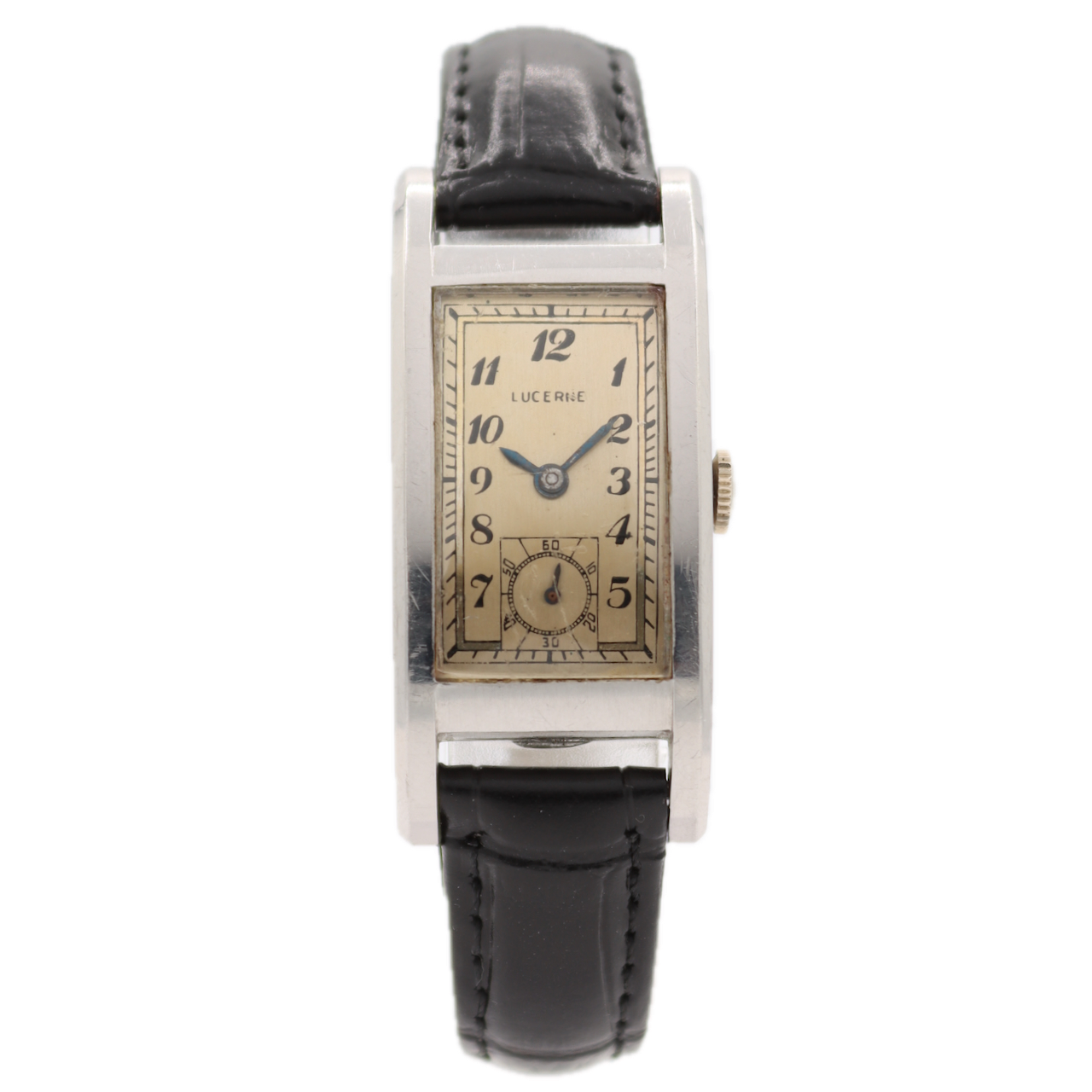 Vintage 20mm Lucerne Art Deco 15jMen's Mechanical Wristwatch Swiss Steel Rare