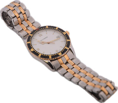 Vintage 36mm Bucherer 955.711 Men's Quartz Wristwatch Swiss Steel Two Tone