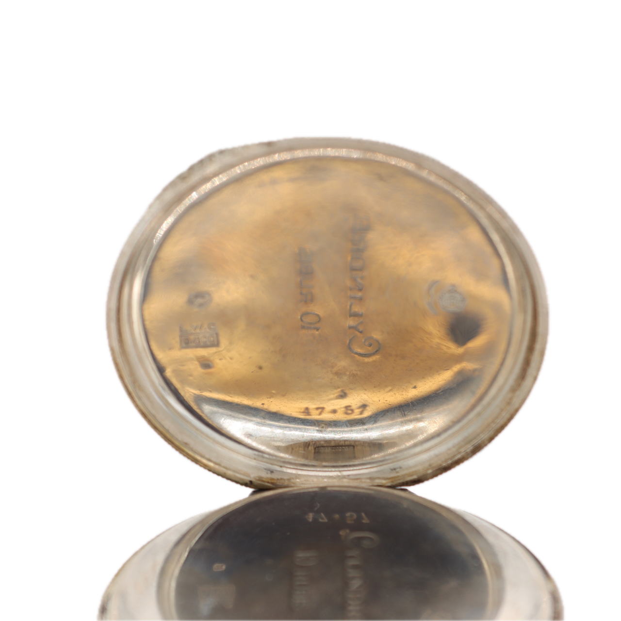 Vintage L.W.C. Cylinder Escapement Pocket Watch .800 Silver Pinstripe