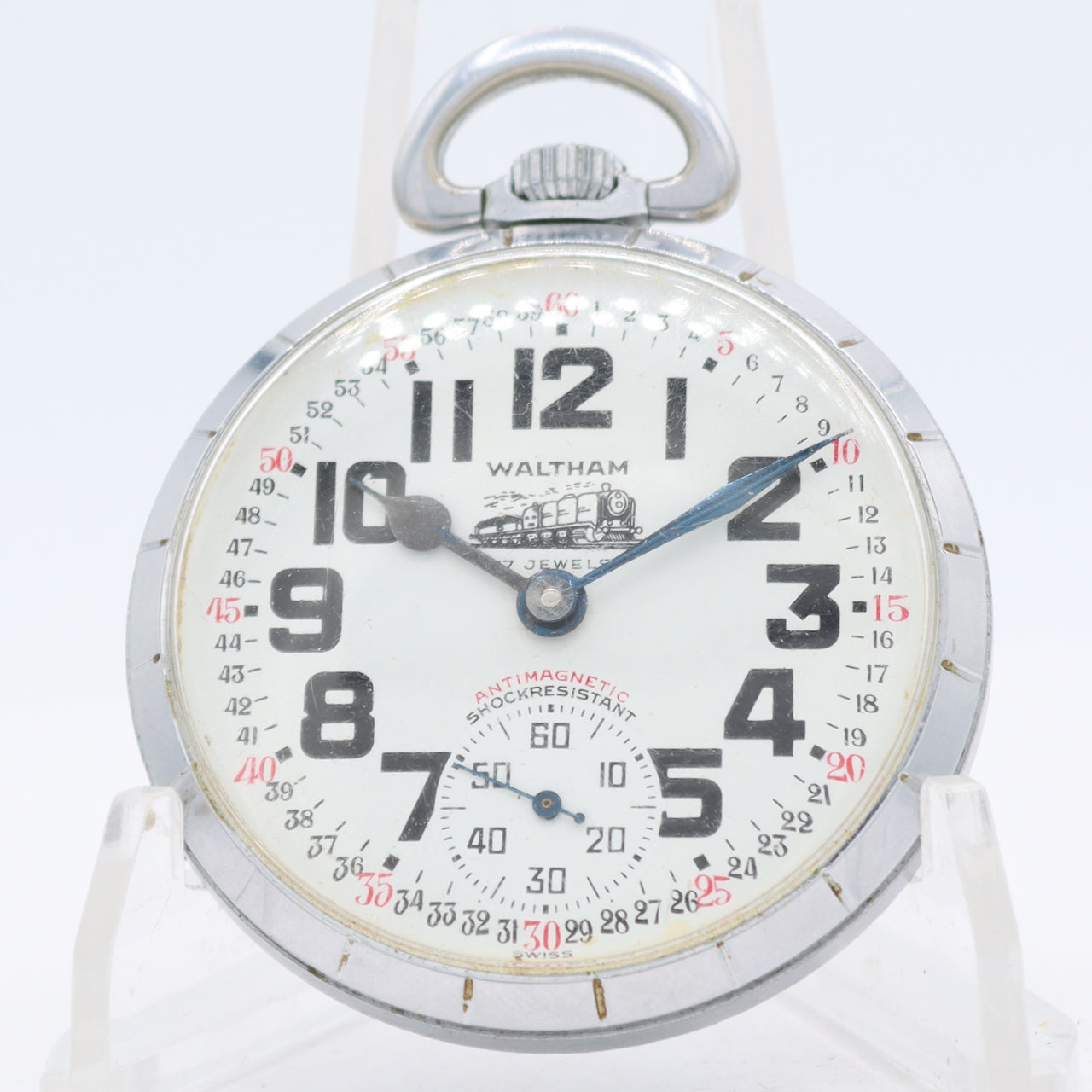 Antique 49mm Waltham 17 Jewel Mechanical Pocket Watch 6431 Nickel Swiss