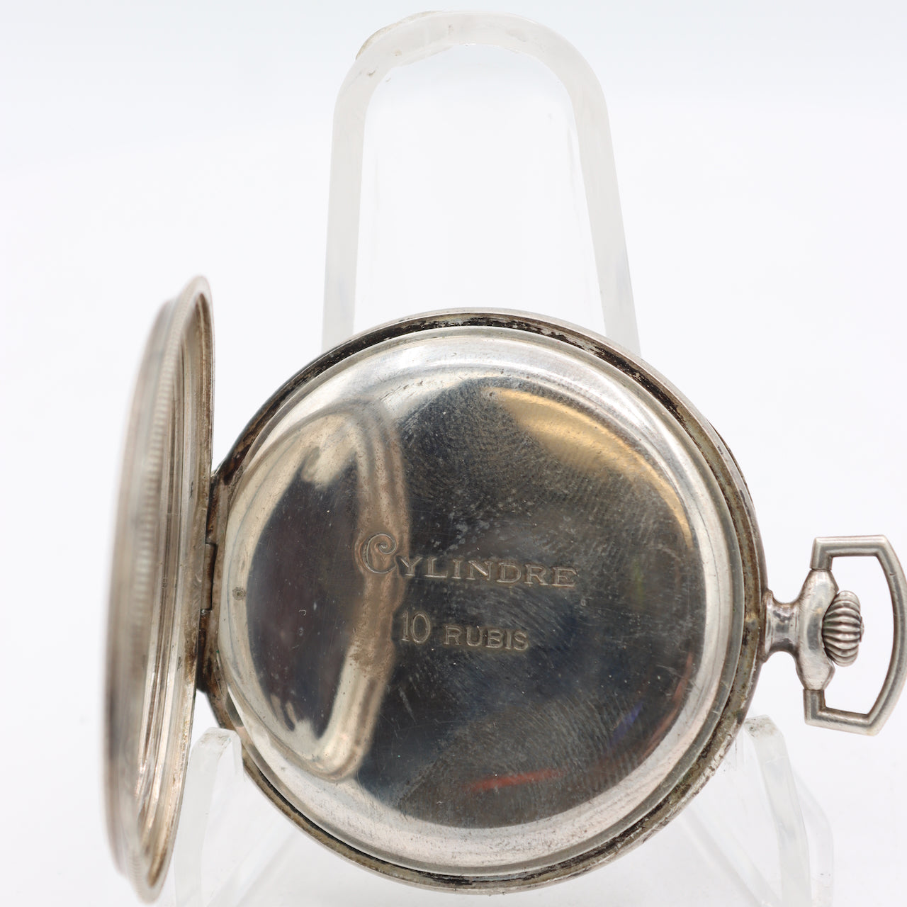 Vintage L.W.C. Cylinder Escapement Pocket Watch .800 Silver Pinstripe