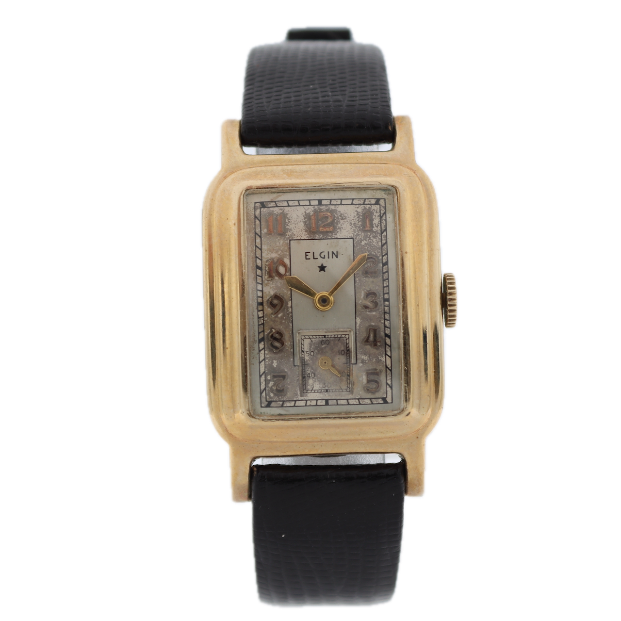 Vintage 25mm 1936 Elgin Art Deco 17j Men's Mechanical Wristwatch 524 USA 10k GF