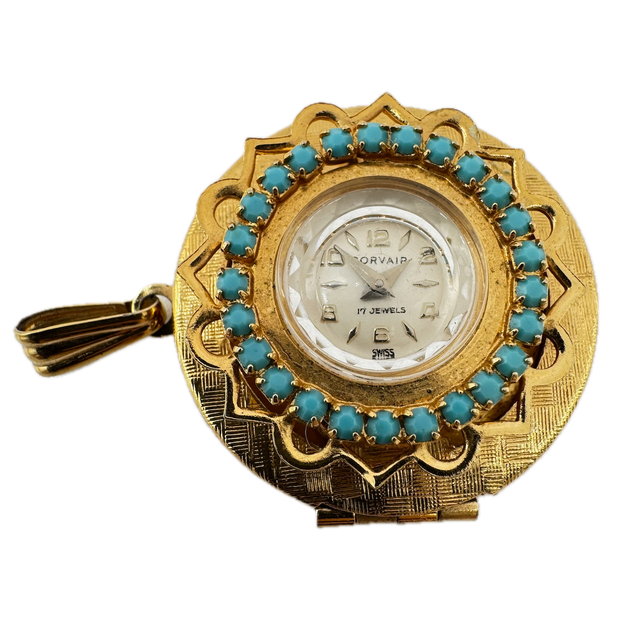 Vintage Corvair Jeweled 17 Jewel Mechanical Pocket / Pendant Watch Swiss Made