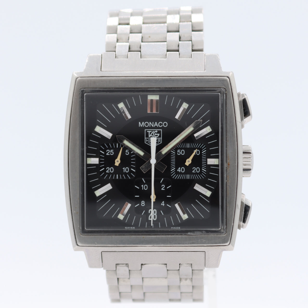 Tag Heuer CW2111-0 Monaco Men's Automatic Chronograph Wristwatch Steel Serviced