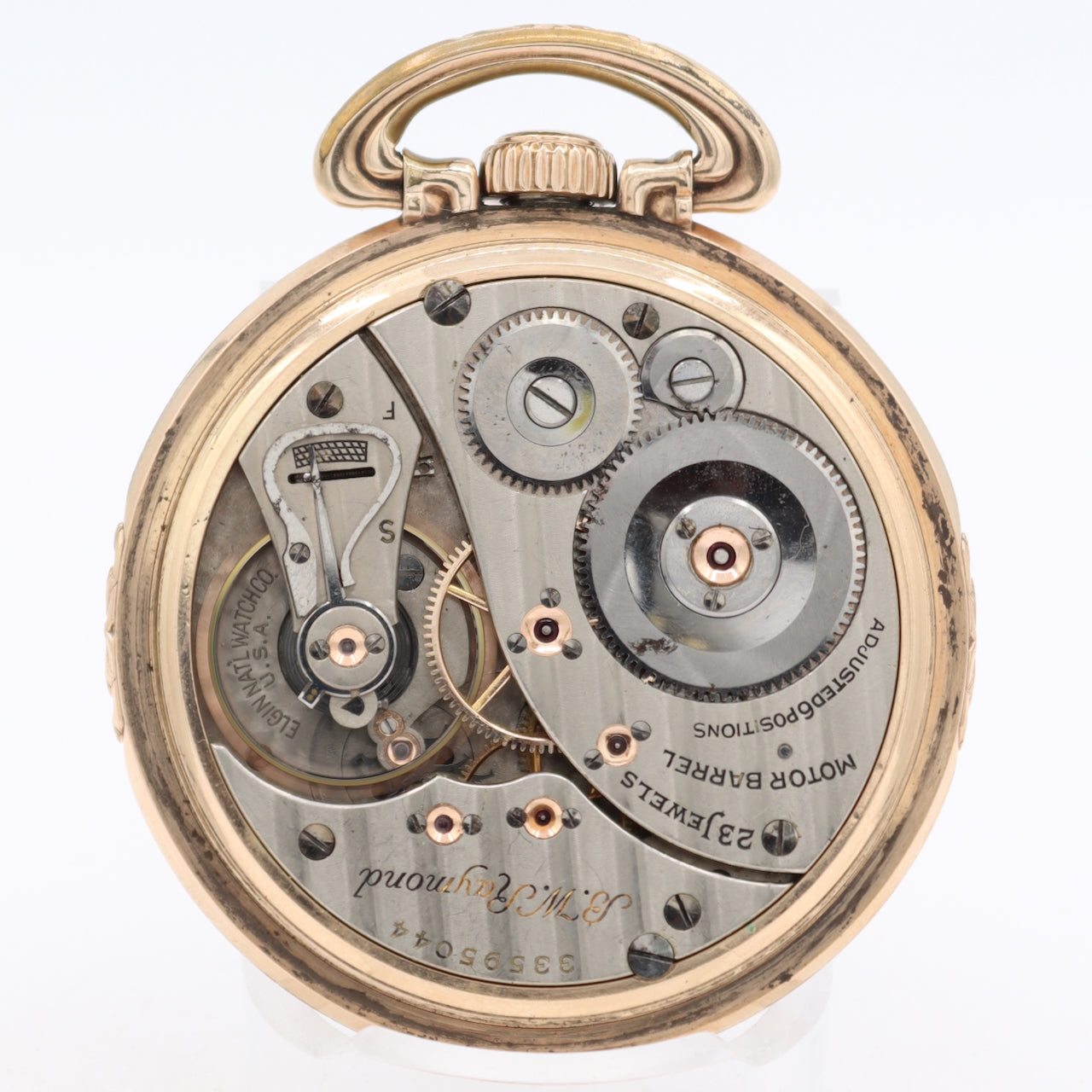 Vintage 16s Elgin Raymond Wind Indicator 23j Railroad Pocket Watch 494 10k GF