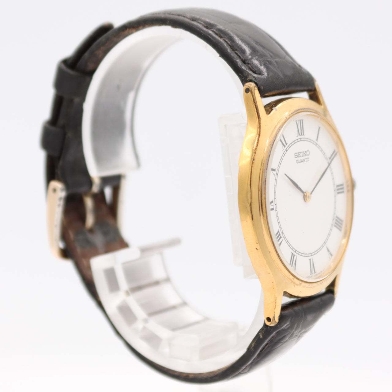 Vintage 35mm Seiko V700-8A10 Slim Roman Men's Quartz Wristwatch Japan Gold Tone