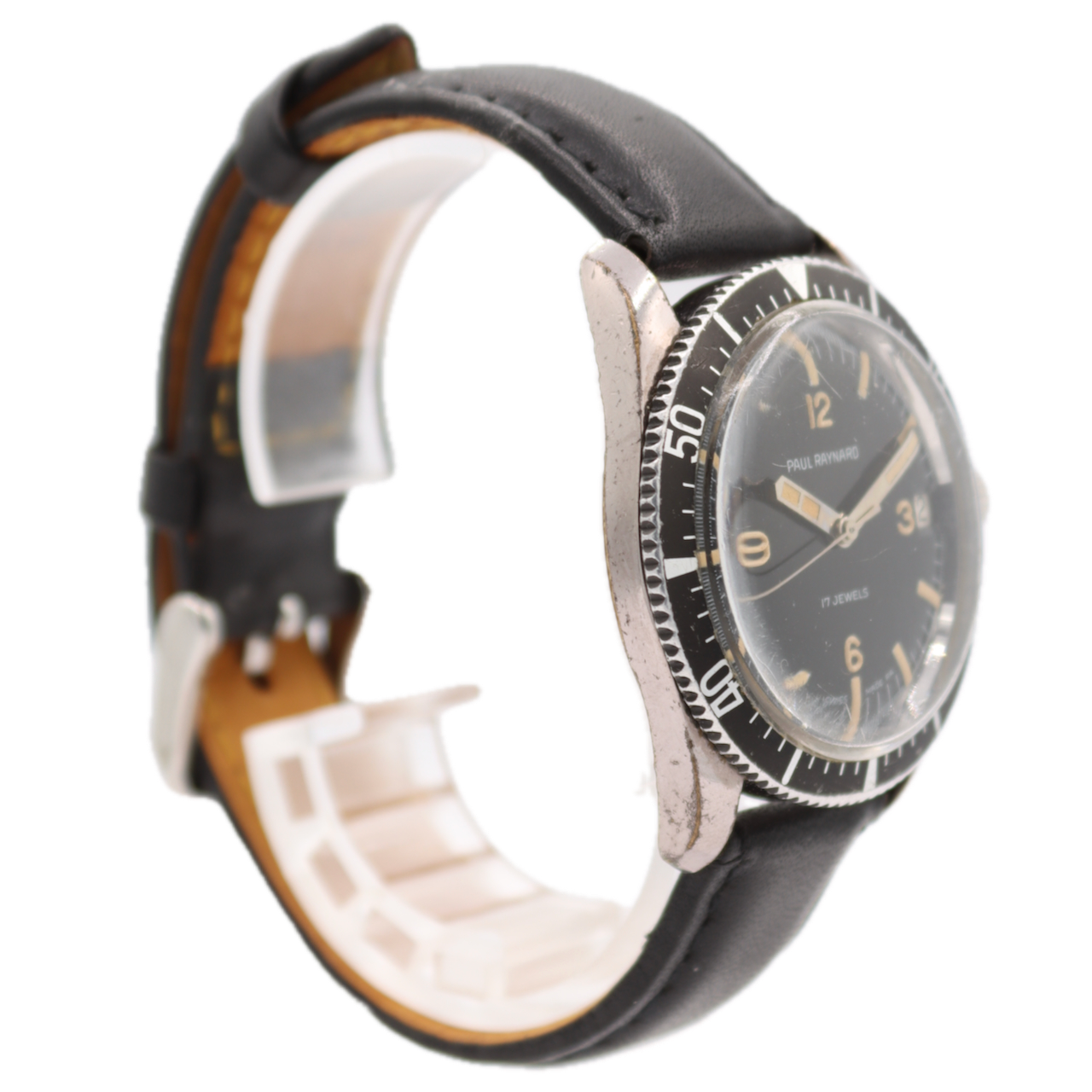 Vintage 36mm Paul Raynard Skin Diver Men's Mechanical Wristwatch Swiss Steel