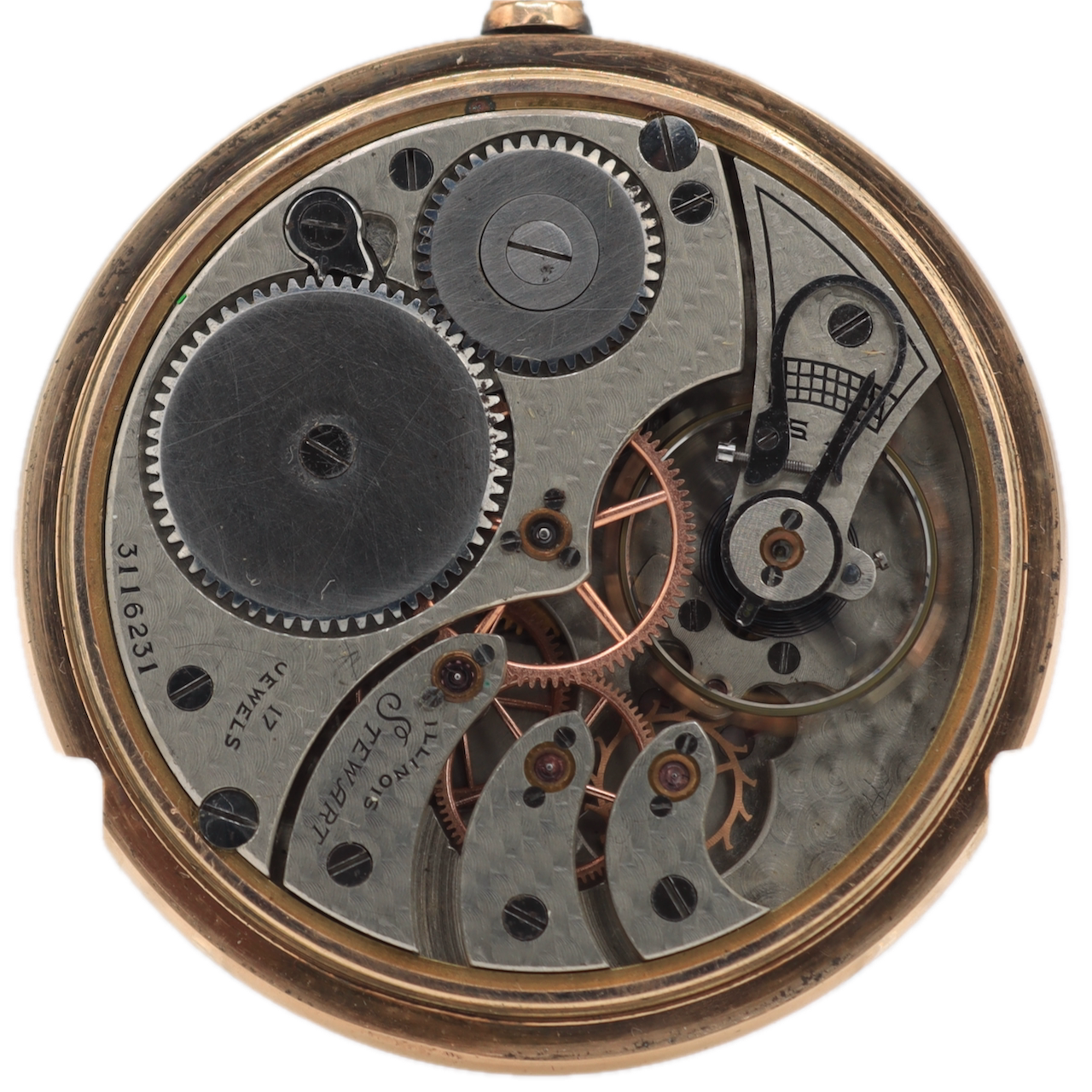 Antique 16s 1917 Illinois Floral 11 Jewel Pocket Watch 601 20 Year GF USA