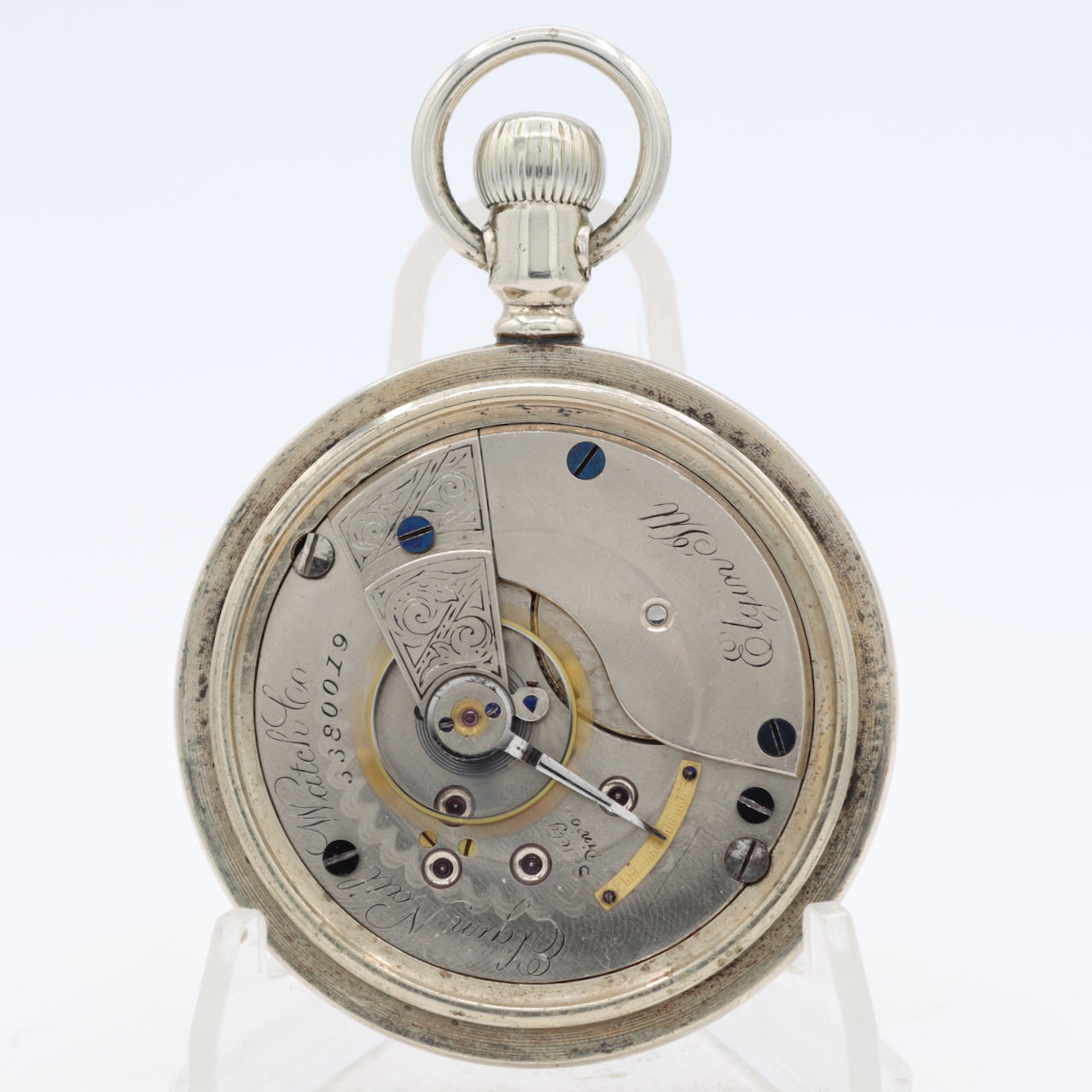 Antique 1889 Elgin Coin Edge Mechanical Pocket Watch 43 Nickel USA Running