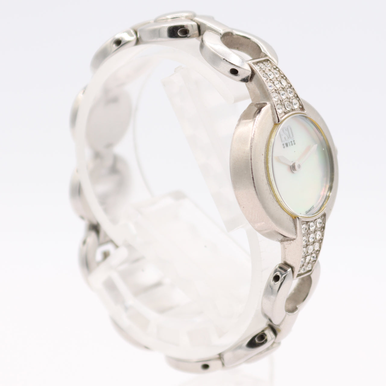 23mm ESQ E5236 Iridescent Dial Ladies Quartz Wristwatch Steel Crystal Accents