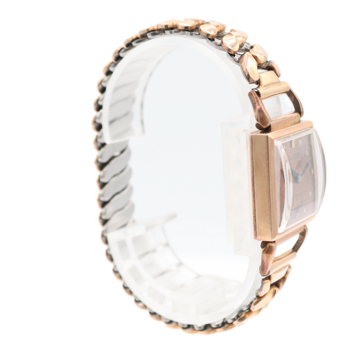 Vintage 1943 Bulova Salmon Dial Ladies Mechanical Wristwatch 8 AE USA 14k GF