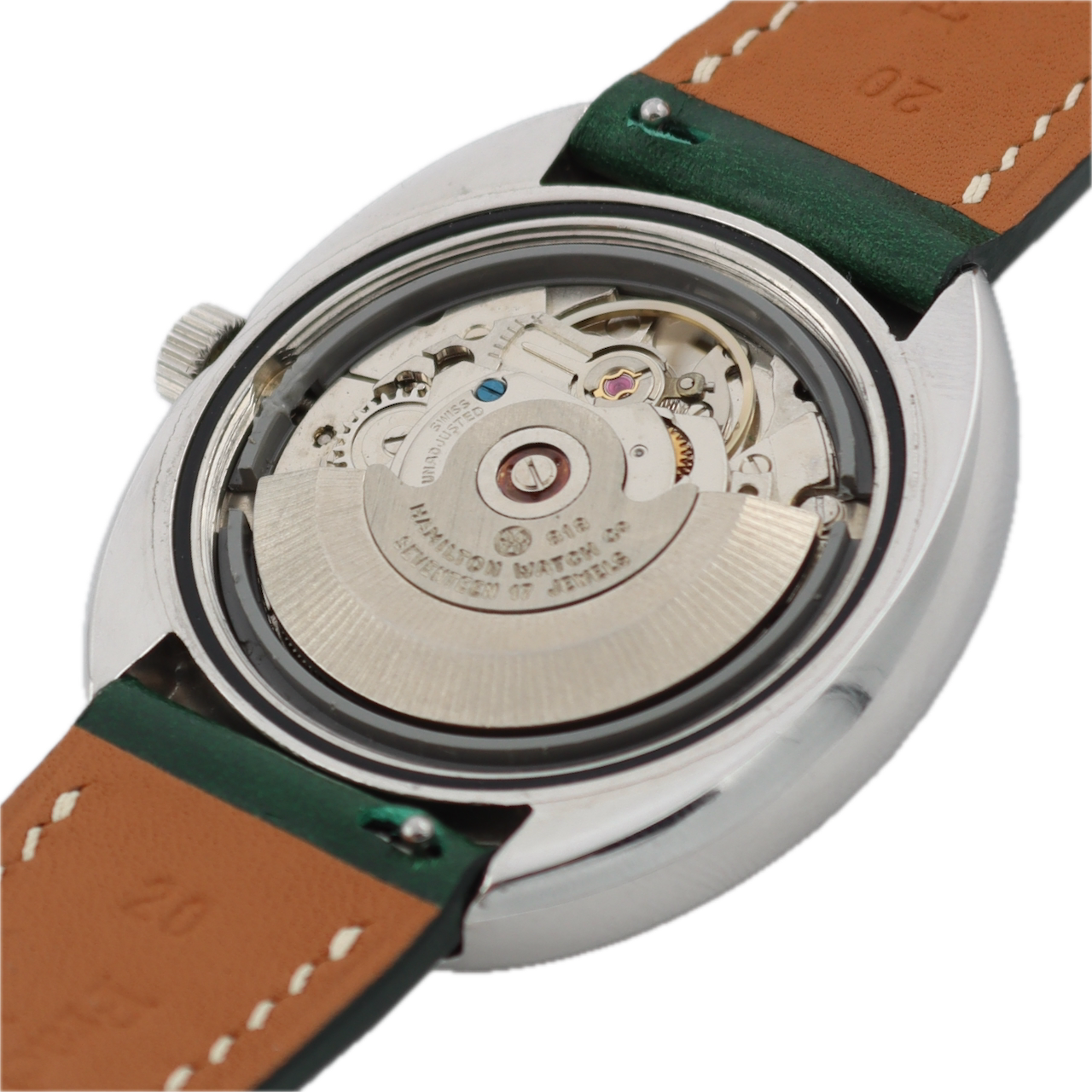 38mm Hamilton Green Dial Egg Case Men's Automatic Wristwatch 818 Swiss S.Steel