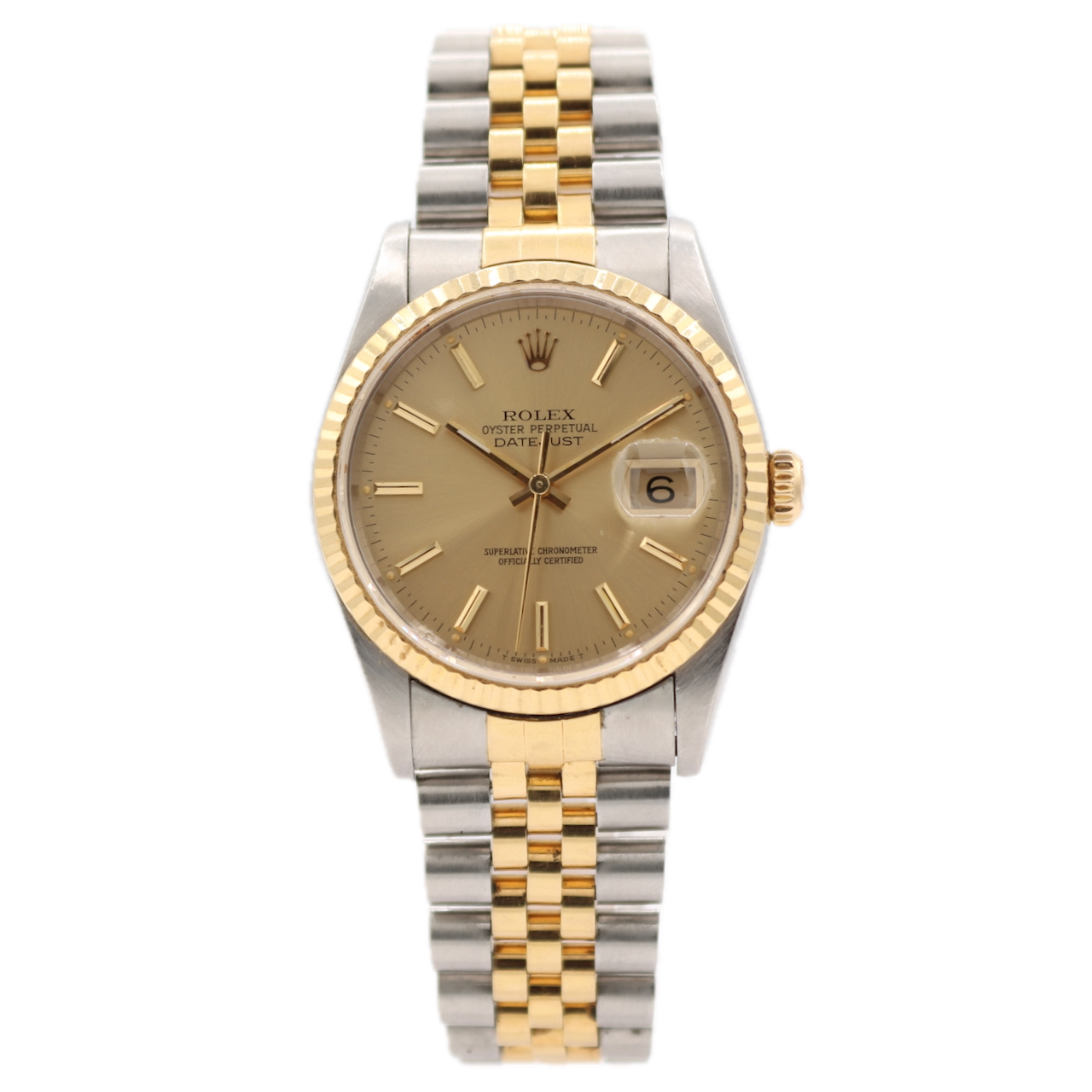 Vintage 36mm 1994 Rolex 16233 Datejust 36 Men's Automatic Wristwatch Two Tone
