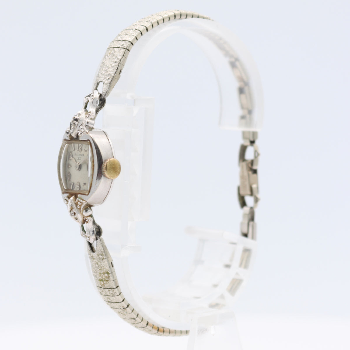 Vintage 14mm 1963 Bulova 2 Diamond Ladies Mechanical Wristwatch Swiss 10k RGP
