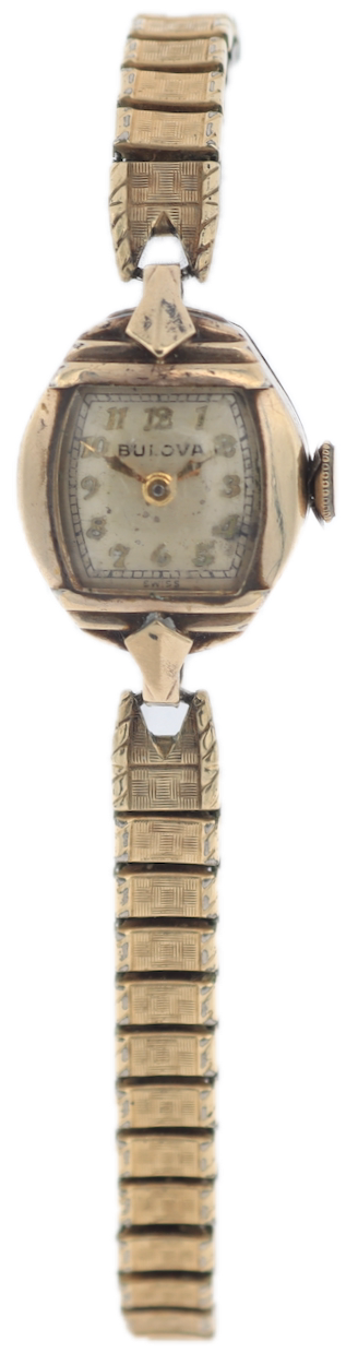 Vintage Bulova Cocktail Ladies Mechanical Wristwatch 6 AH Swiss Steel & 10k RGP