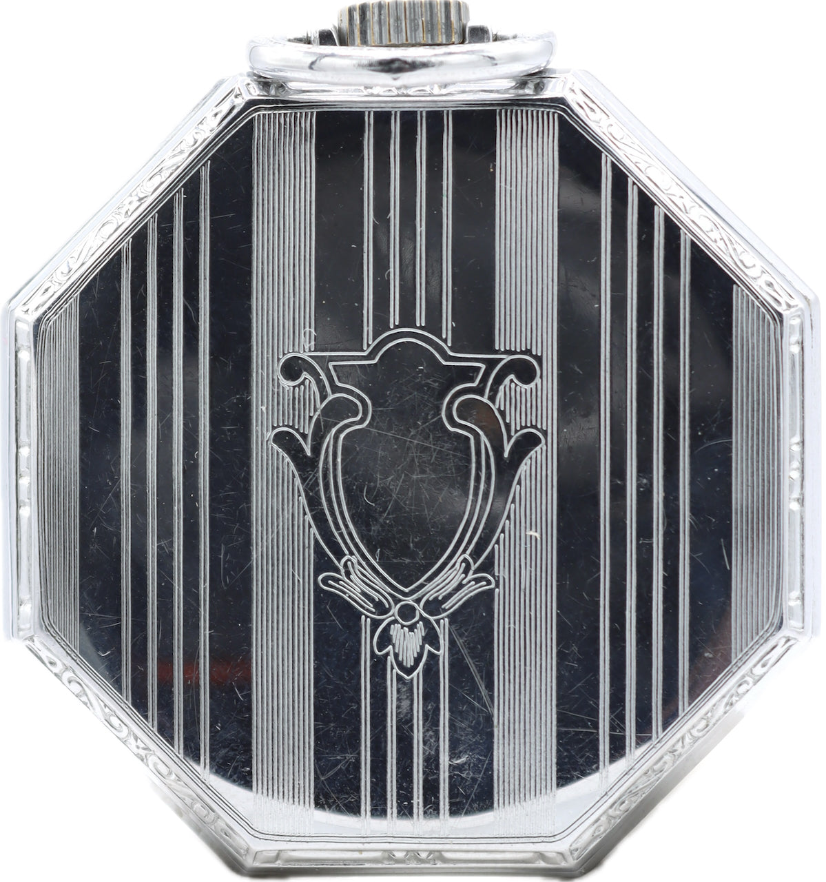 Antique Elgin Octagon Mechanical Pocket Watch Grade 121 Chrome Plated Pinstripe