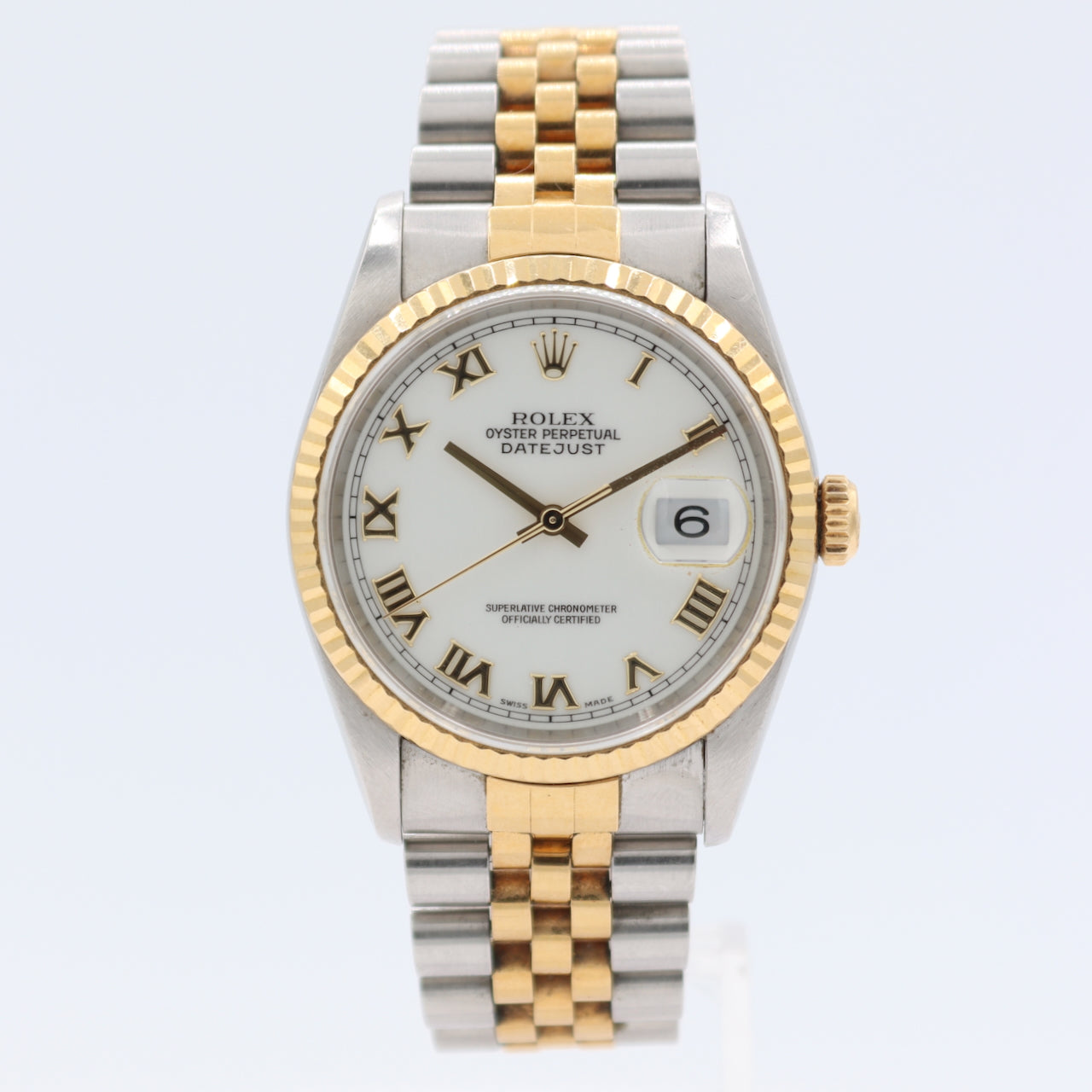 1996 Rolex 16233 Datejust Roman Men's Automatic Wristwatch Steel & GoldFull Set