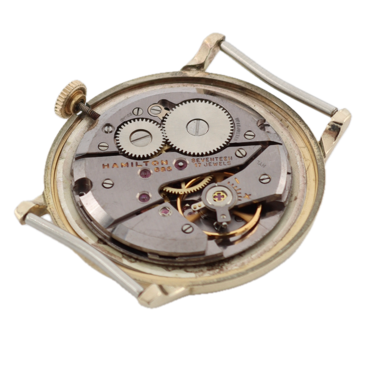 Vintage 33mm Hamilton Linen Dial Men's Mechanical Wristwatch 686 Swiss 10k RGP