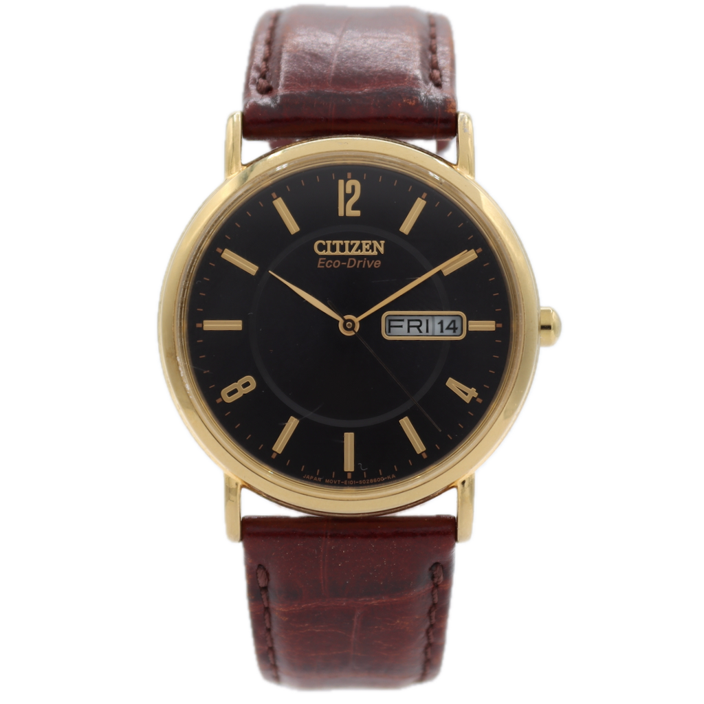 Citizen E101-S015588 Eco-Drive Men's Quartz Wristwatch Gold Tone Black