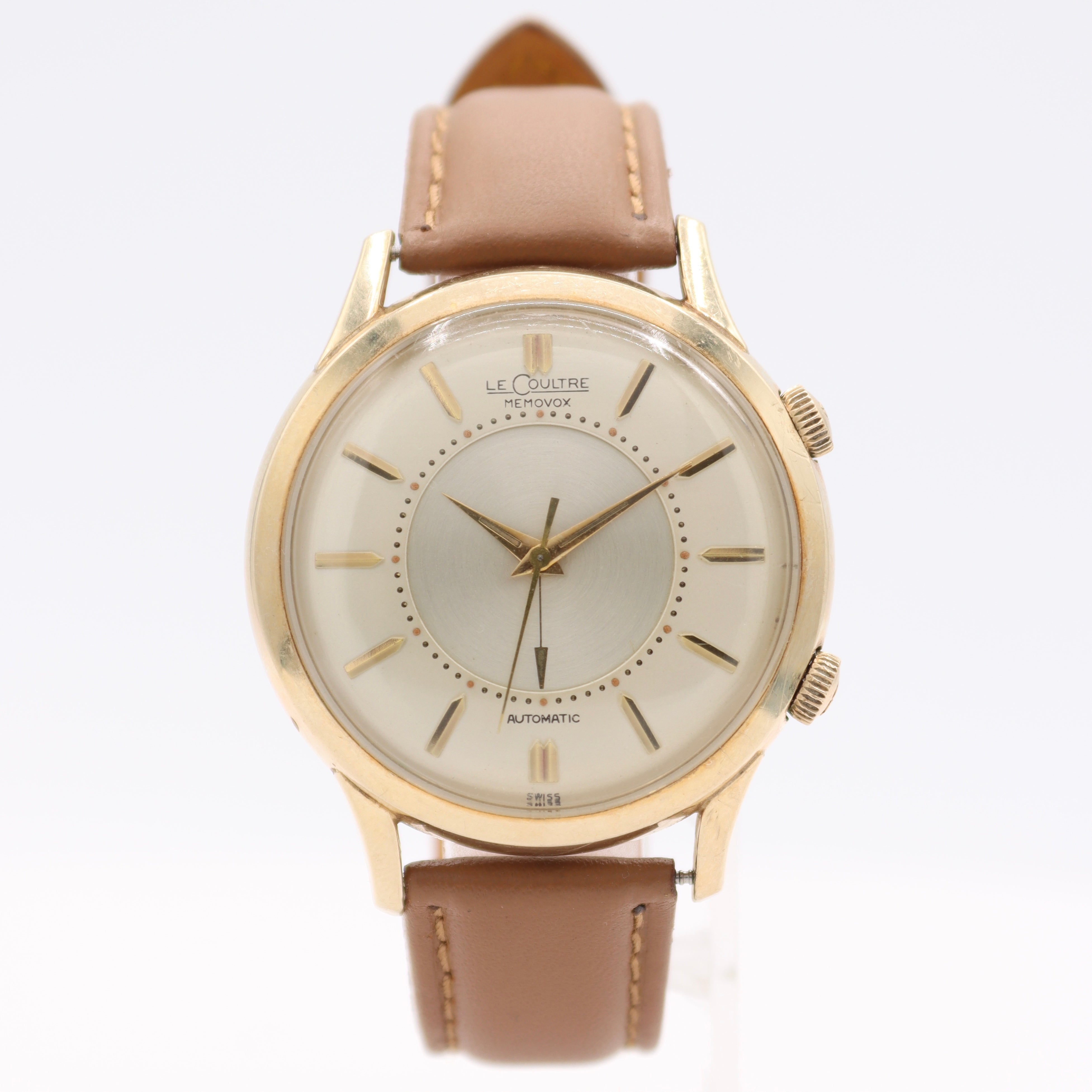 Vintage 38mm LeCoultre Memovox Jumbo Men's Automatic Alarm Wristwatch 10k GF