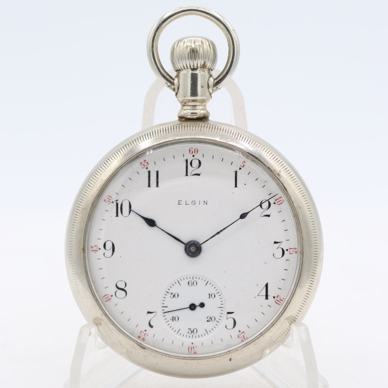 Antique 1889 Elgin Coin Edge Mechanical Pocket Watch 43 Nickel USA Running