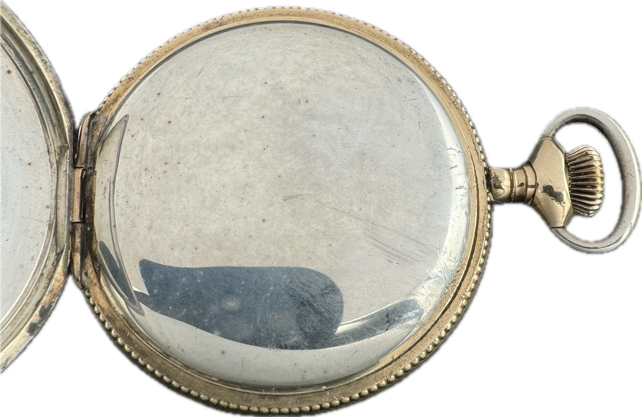 Antique 16S Elgin Tricolor Gold Gilt Hunter Pocket Watch 312 Sterling Silver