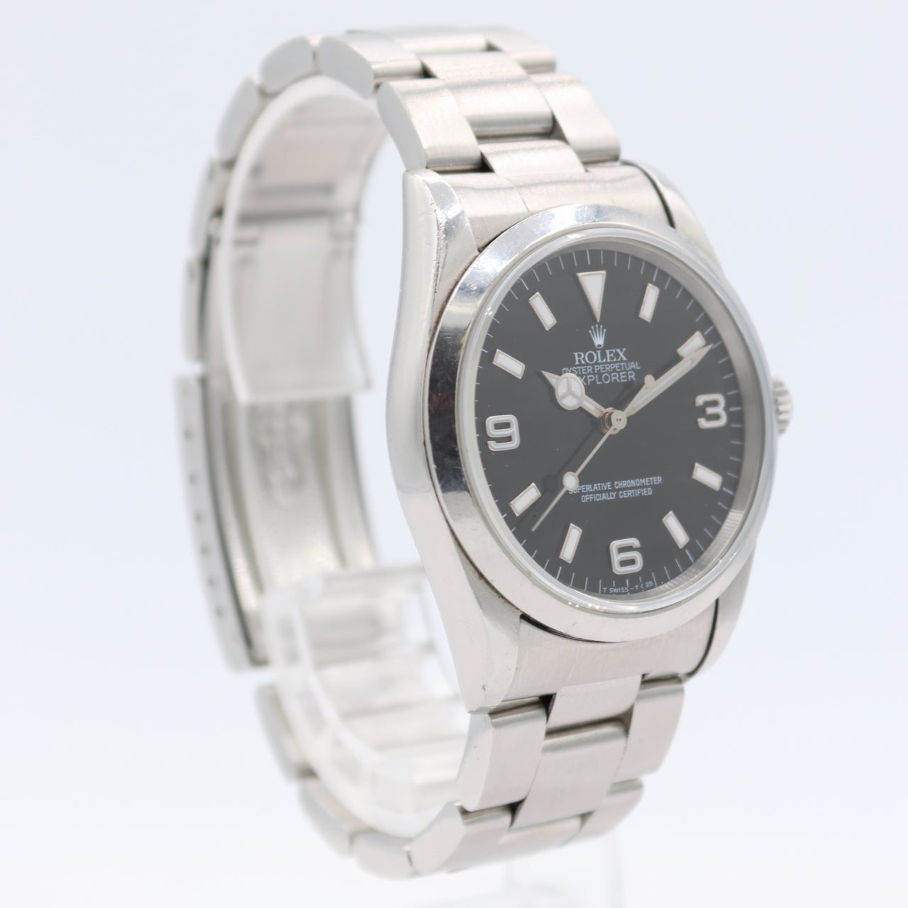 35mm 1996 Rolex 14270 Explorer I Black Men's Automatic Wristwatch Swiss Steel