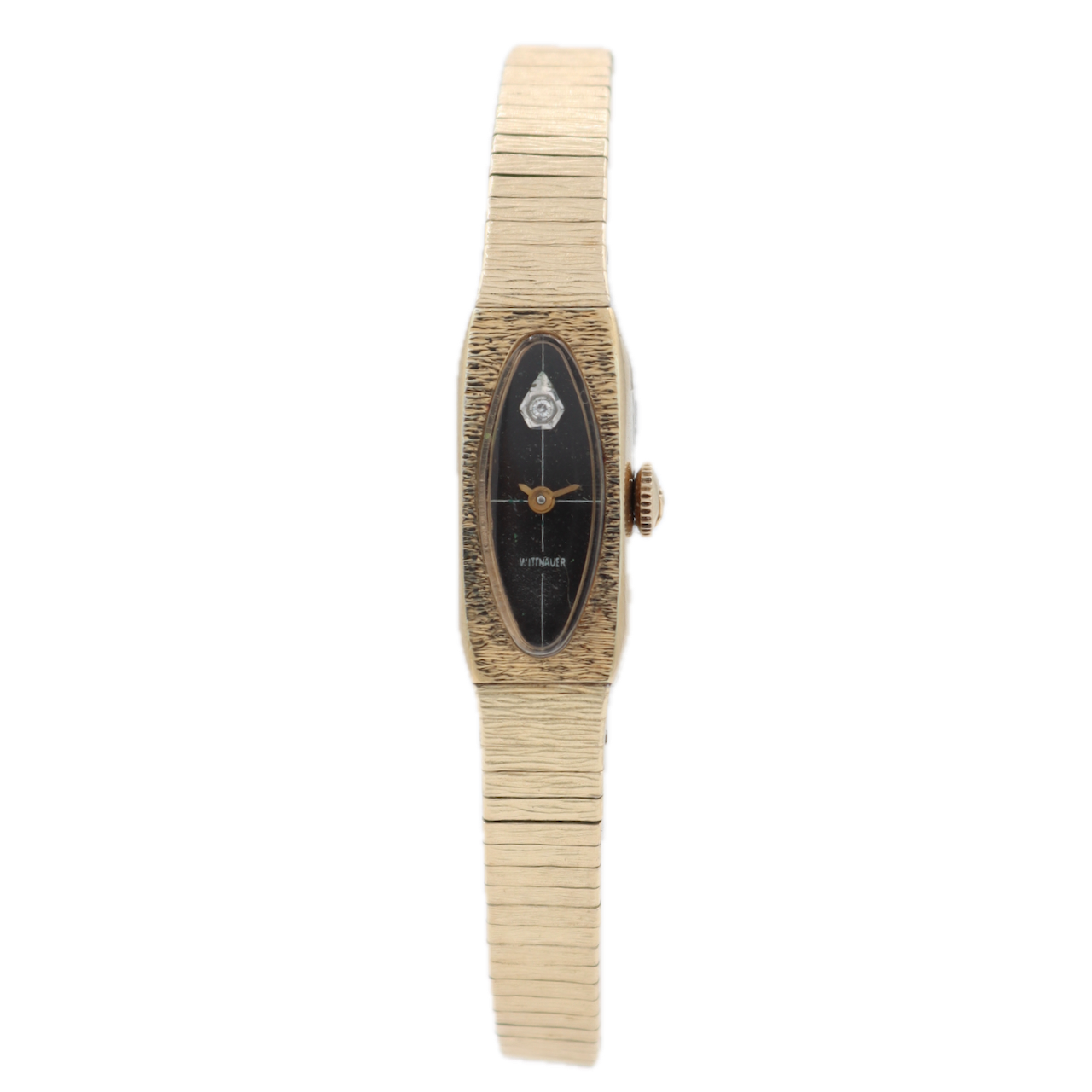 Vintage Wittnauer Diamond 12 Womens Mechanical Wristwatch Swiss Gold Plated