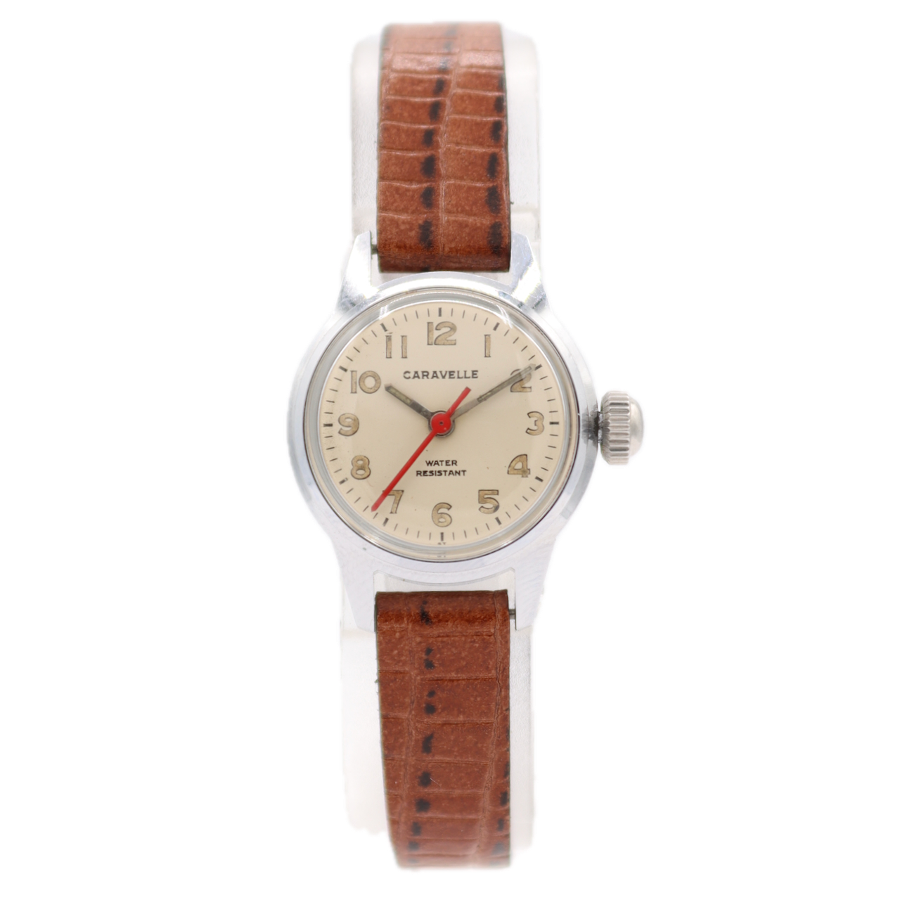 Vintage 1975 Caravelle Cream Dial Ladies Mechanical Wristwatch Chrome Plated