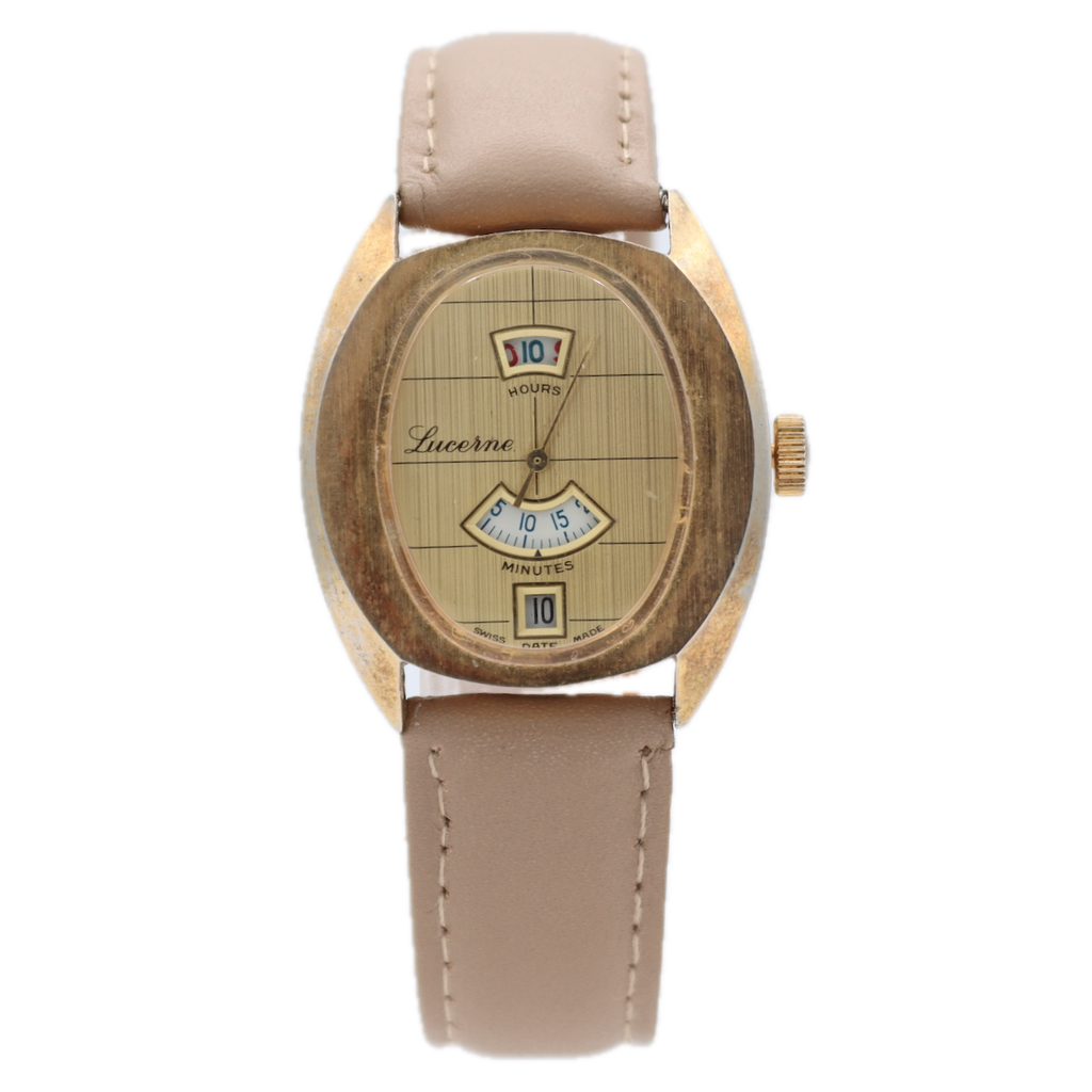 Lucerne 9857 Jump Hour Men's Mechanical Wristwatch Bettlach 8800 Swiss