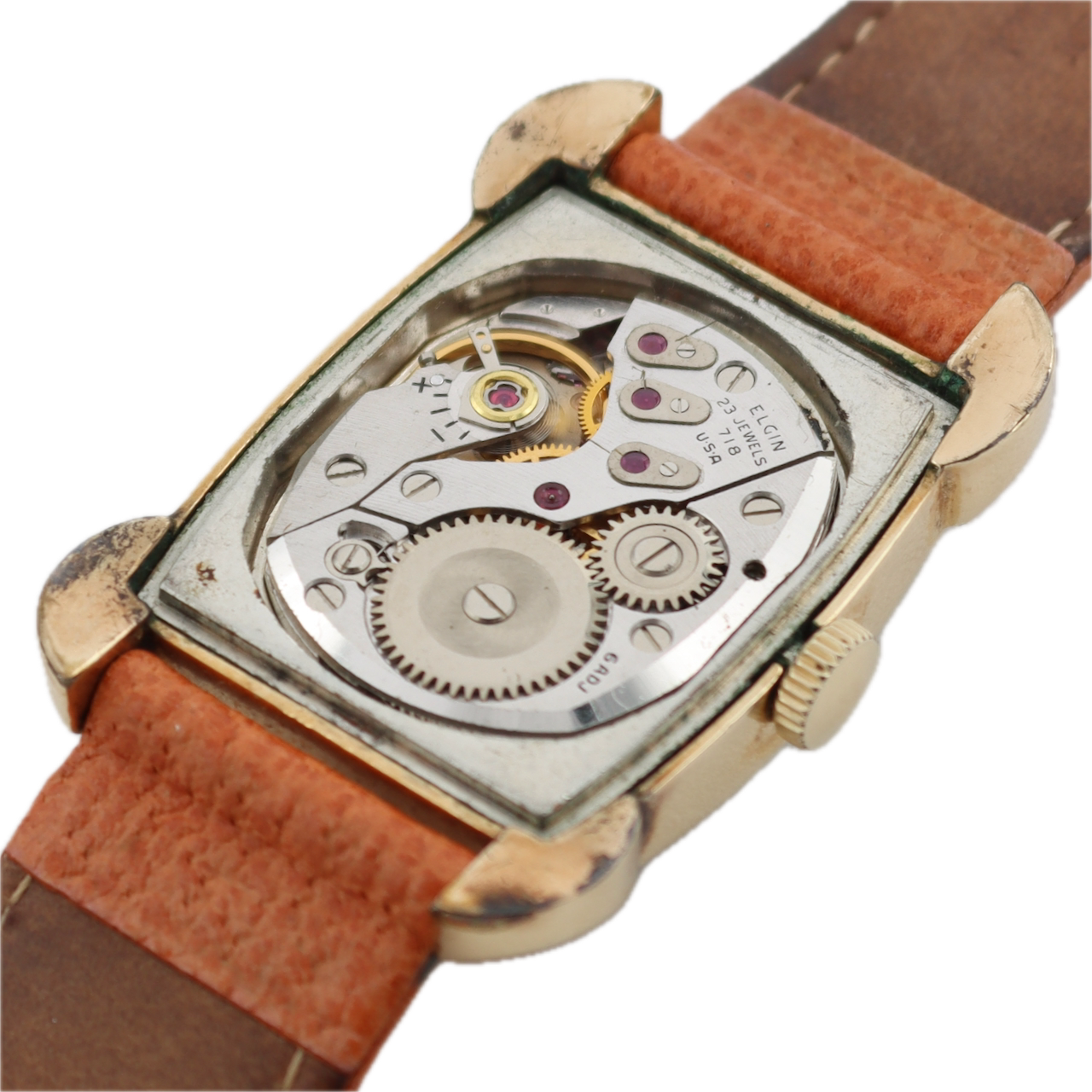 Vintage 25mm Lord Elgin 7675 Fairway Men's Mechanical Wristwatch 718 USA 14k GF