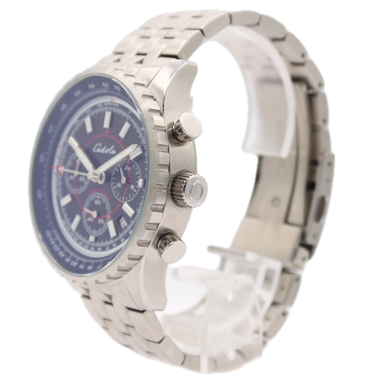 44mm Cadola CD-1009 Volaron Men's Quartz Chronograph Wristwatch Steel W/ Box