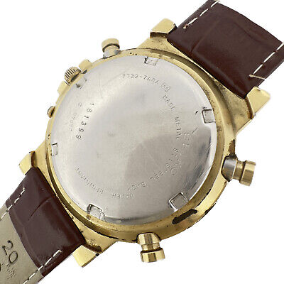 Vintage Seiko Men's Quartz Chronograph Wristwatch 7T32-7A8A w Salmon Sub Dials