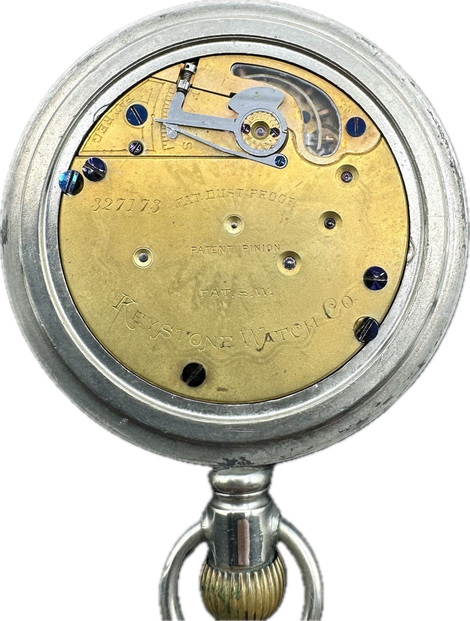 Antique 18 Size Keystone Dust Proof Open Face Pocket Watch Silverode Coin Edge