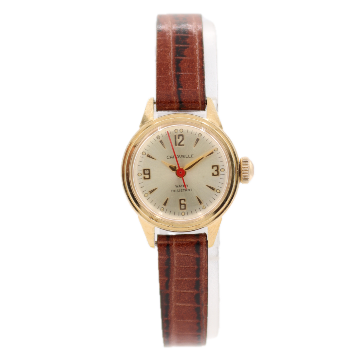 Vintage 21.5mm 1973 Caravelle Champagne Ladies Mechanical Wristwatch Gold Tone