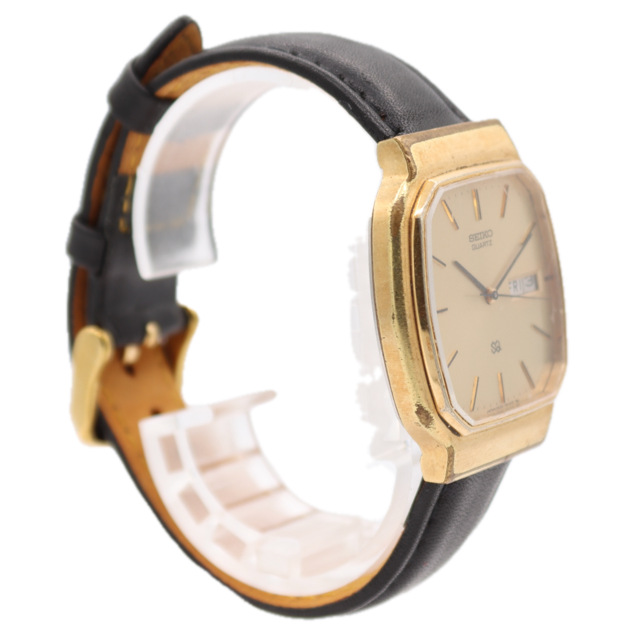 Vintage 34mm Seiko 2633-5010 Day Date Men's Quartz Wristwatch Japan Gold Plated