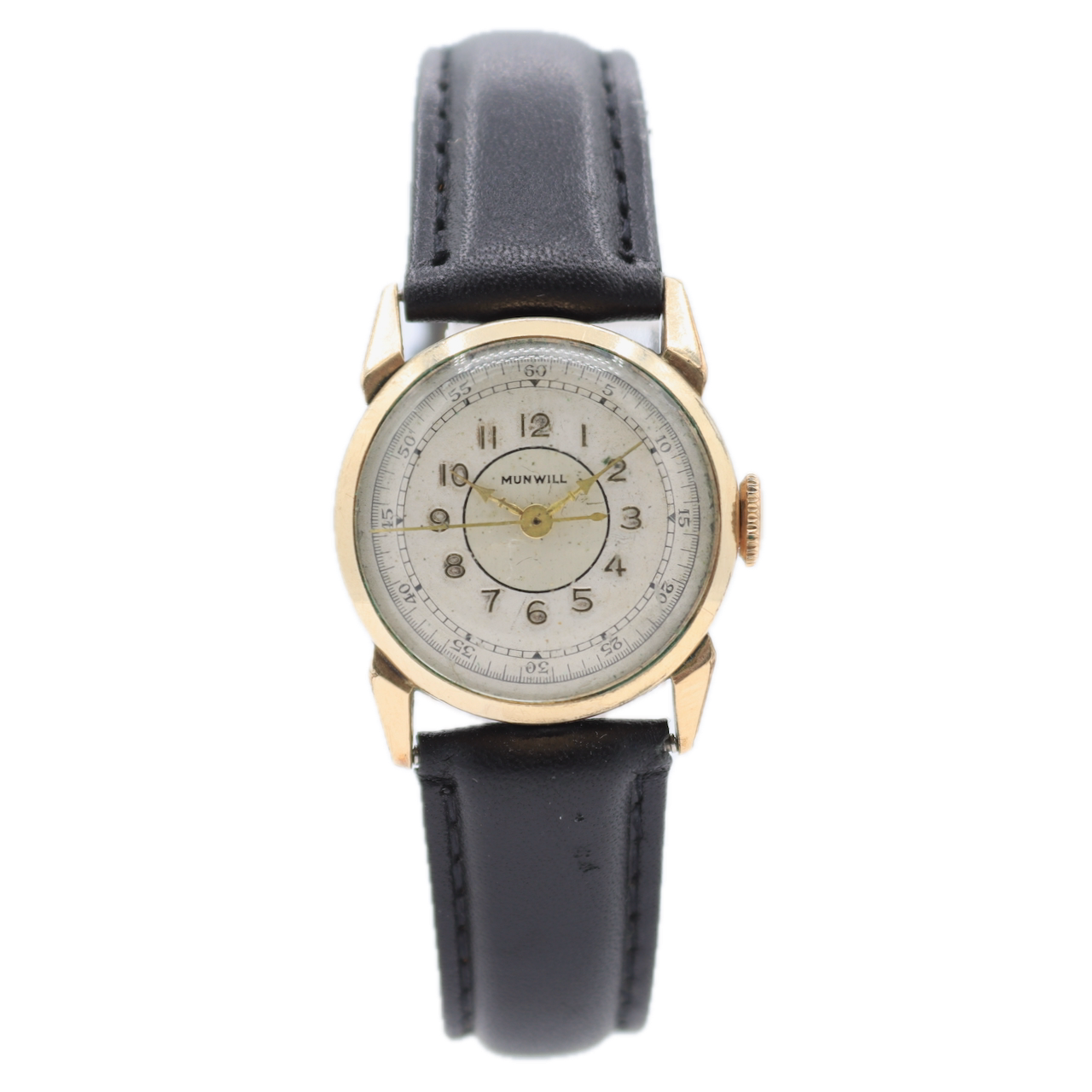 Vintage 25mm Munwill Gold Hands Ladies Mechanical Wristwatch Swiss Two Tone