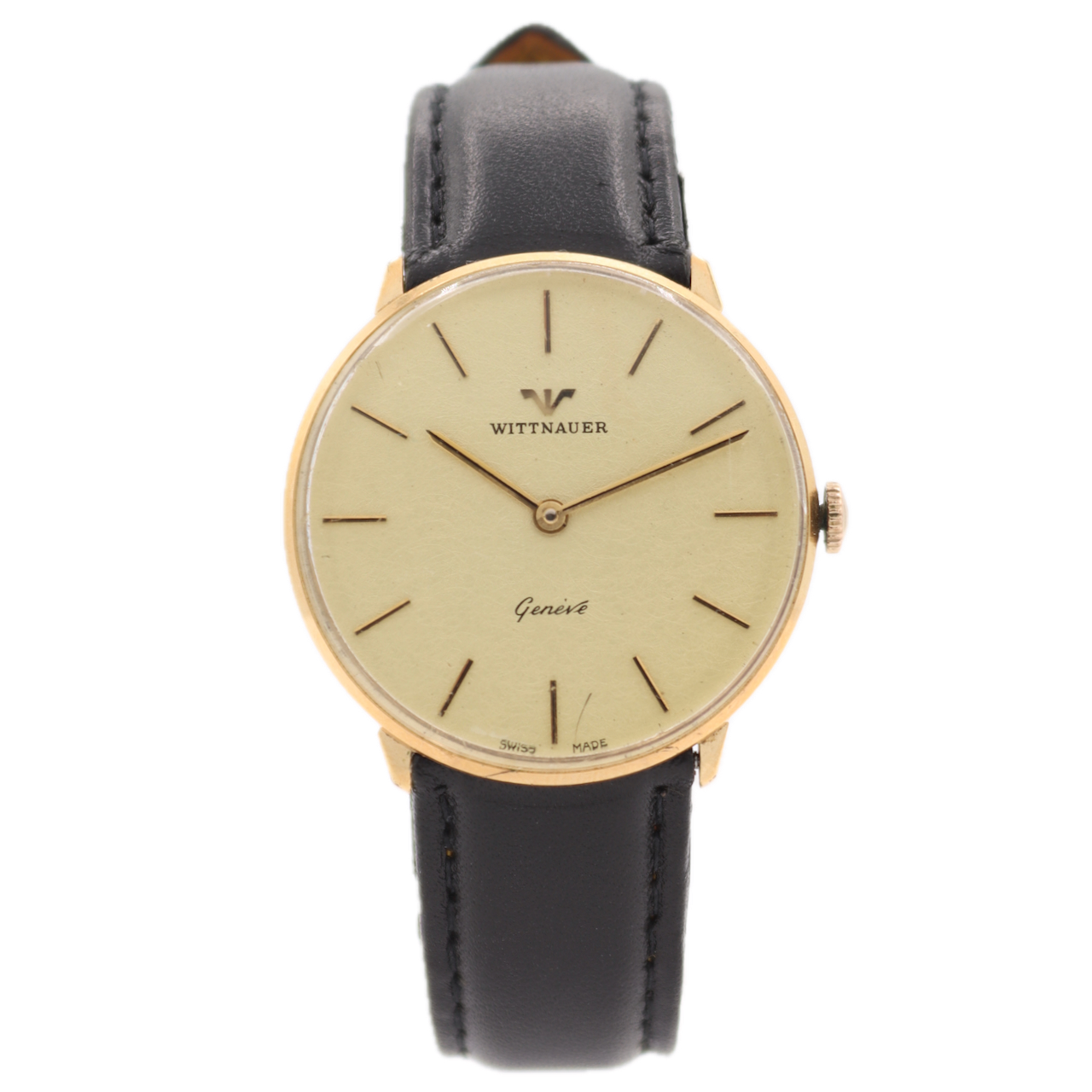 Vintage 34mm Wittnauer Geneve 17J Men's Mechanical Wristwatch Swiss Gold Tone