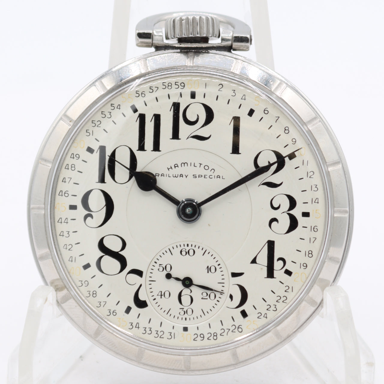 Antique 1952 Hamilton 21j Mechanical Pocket Watch 992B Stainless Steel USA