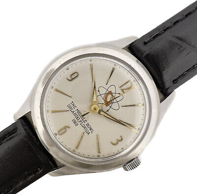 Vintage 32mm Military Football Game The Missile Bowl Men's Wristwatch Atom Dial