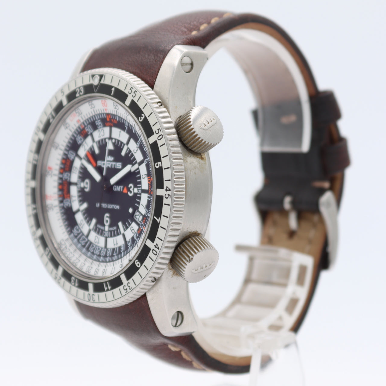 Fortis 669.10.148 B-47 Calculator GMT Men's Automatic Wristwatch 3 Time Zones