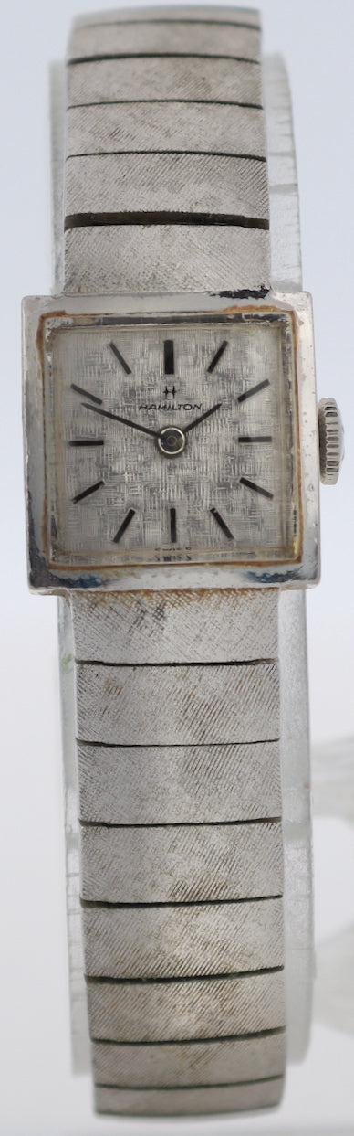 Vintage Hamilton Linen Ladies Mechanical Wristwatch 88 Swiss Steel & Chrome