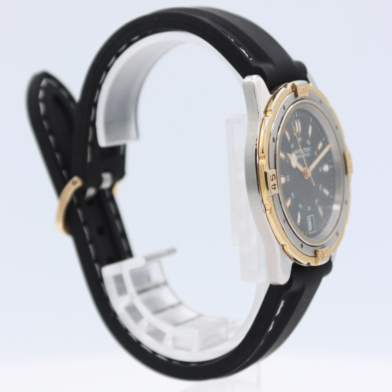 Hamilton 3808 Masterpiece Black Men's Quartz Wristwatch ETA955.112 Two Tone