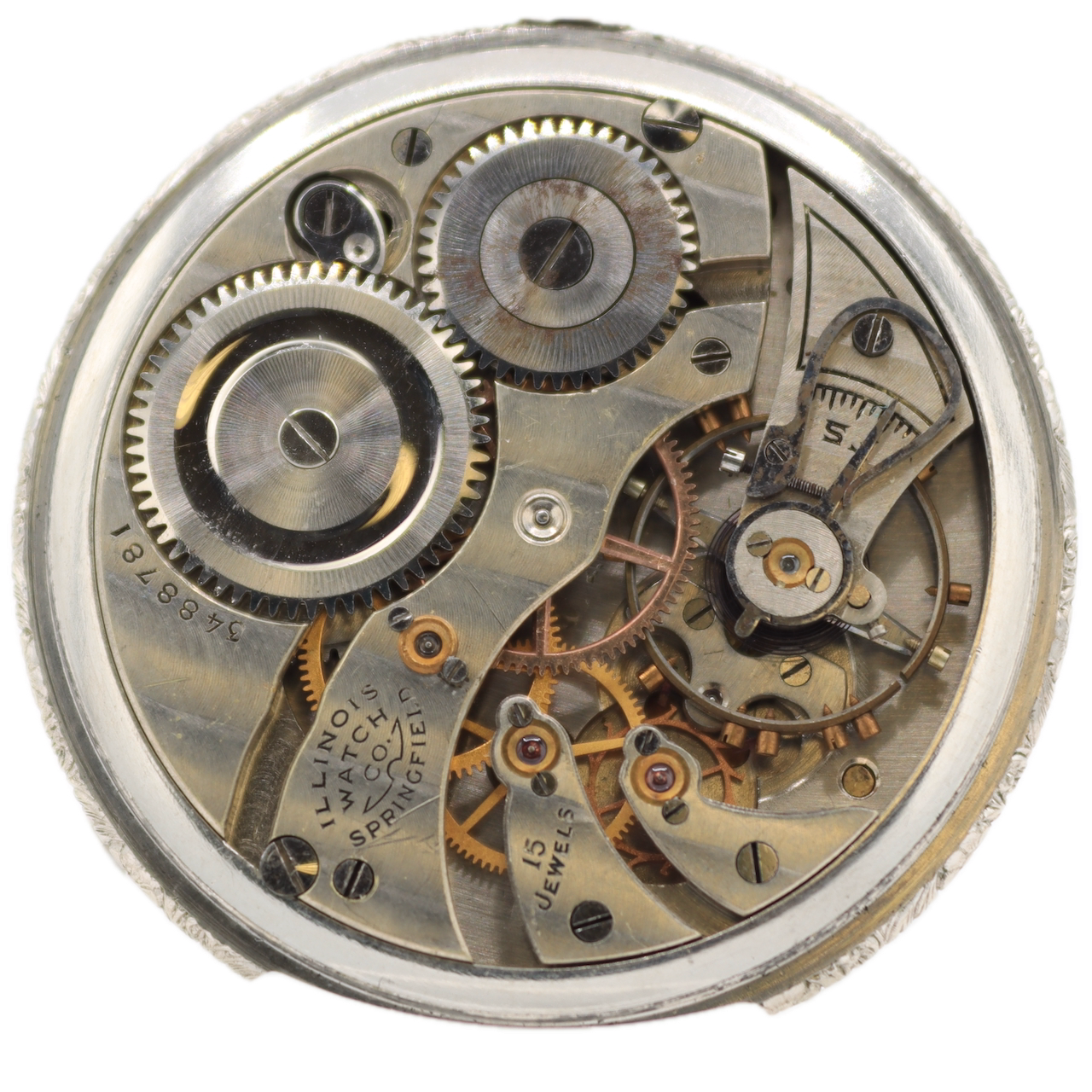 Antique 12 Size Illinois 15 Jewel Pocket Watch 403 White Rolled Gold Plated